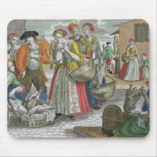 The Poultry Market (coloured engraving) Mouse Mat
