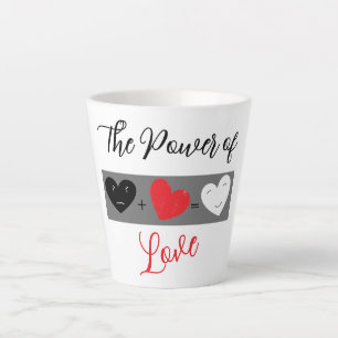 The power of love black red and white hearts latte mug
