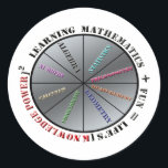The power of mathematics  classic round sticker<br><div class="desc">Illustrates the importance of mathematics together with fun,  for  knowledge power in life.</div>