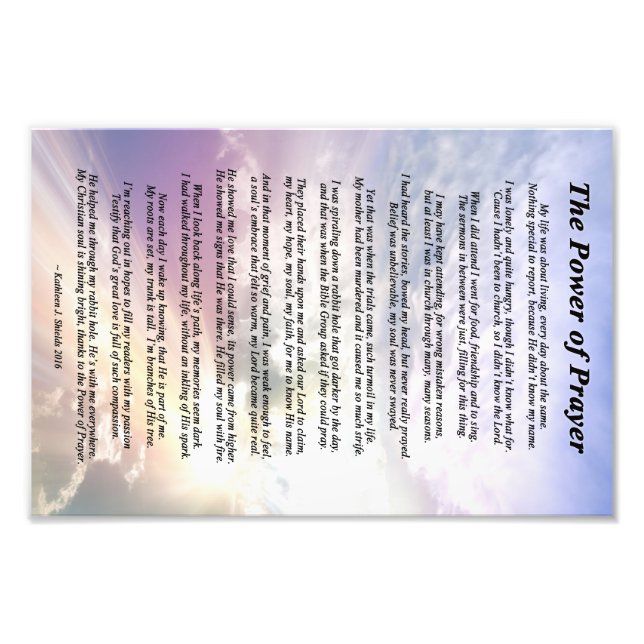 The Power of Prayer Poem Photo Print (Front)