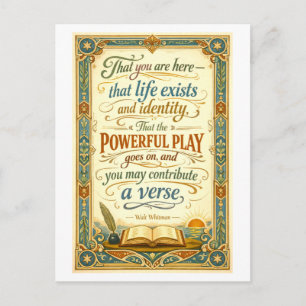 "The Powerful Play" Whitman Quote Postcard
