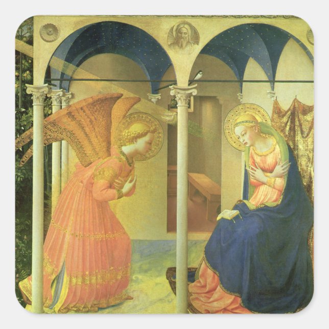 The Prado Annunciation by Fra Angelico Square Sticker (Front)