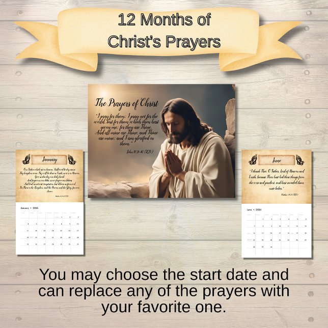 The Prayers of Christ Inspirational Calendar (12 Months of Christ's Prayers Wall Calendar)