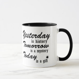 “The Present Is a Gift” Mug – Minimalist Quote 