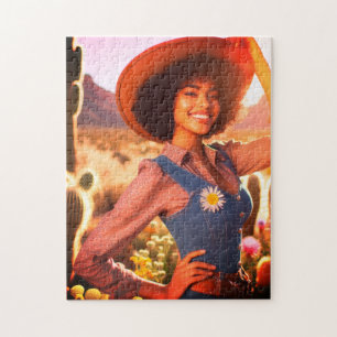The Pretty Girl in the Blooming Desert Adult Jigsaw Puzzle