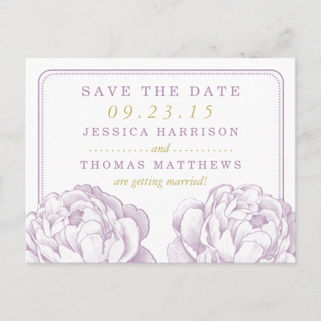 The Pretty Peony Floral Wedding Collection Announcement Postcard (Front)