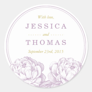 The Pretty Peony Floral Wedding Collection Classic Round Sticker