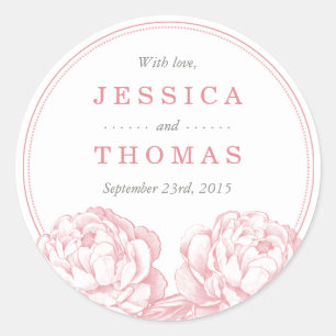 The Pretty Peony Floral Wedding Collection Classic Round Sticker