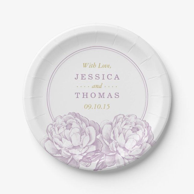 The Pretty Peony Floral Wedding Collection Paper Plate (Front)
