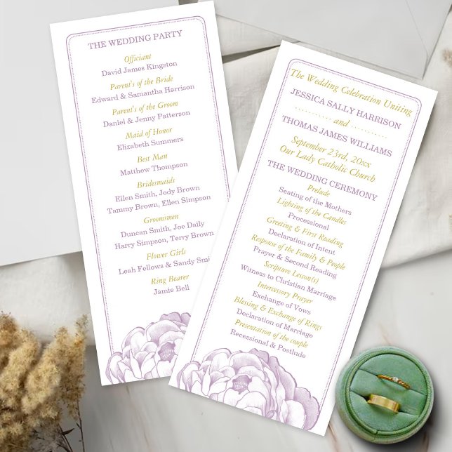 The Pretty Peony Floral Wedding Collection Program Rack Card (Creator Uploaded)
