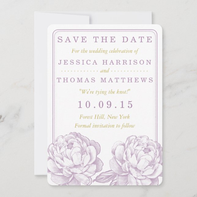 The Pretty Peony Floral Wedding Collection Save The Date (Front)