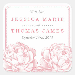 The Pretty Peony Floral Wedding Collection Square Sticker