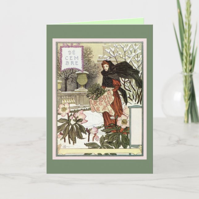The pretty woman gardener classic French Swiss art Holiday Card (Front)