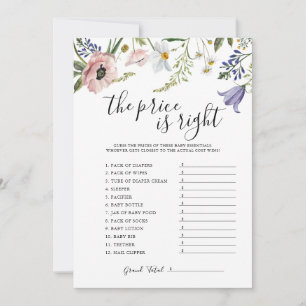 The Price Is Right Baby Shower Game Card