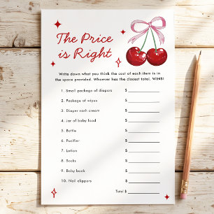 The Price is Right Cherry Bow Baby Shower Game