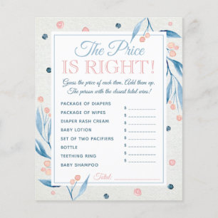 The Price Is Right Game, Baby Shower, Blue, Pink Flyer