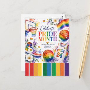 The Pride Basketball Rainbow Themed Design Postcard