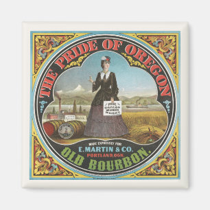 The Pride of Oregon, Old Bourbon Vintage Label Magnet