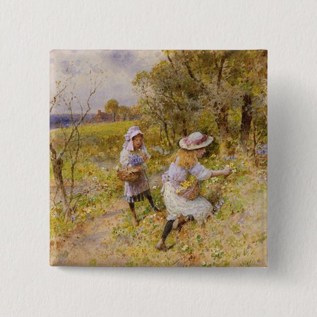 The Primrose Gatherers 15 Cm Square Badge (Front)