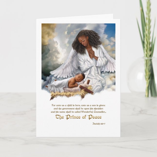 The Prince of Peace. Angel and Baby Jesus  Holiday Card (Front)
