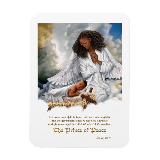 The Prince of Peace. Angel and Baby Jesus Magnet (Vertical)