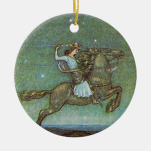 The Prince Rides in Moonlight by John Bauer Ceramic Tree Decoration