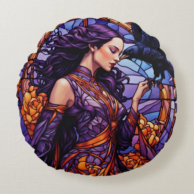 The Princess and the Raven Round Cushion (Front)