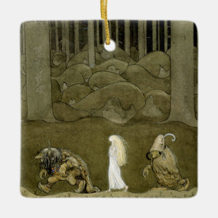 “The Princess and the Trolls” Watercolor by John B Ceramic Ornament
