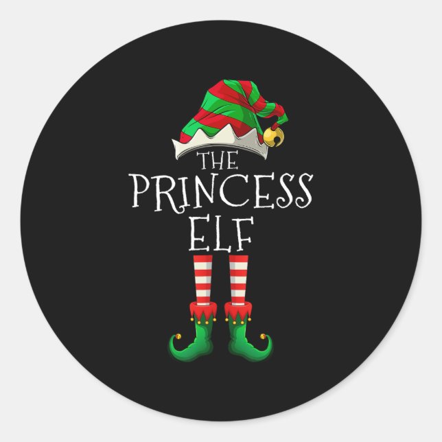the princess elf funny christmas matching family   classic round sticker (Front)