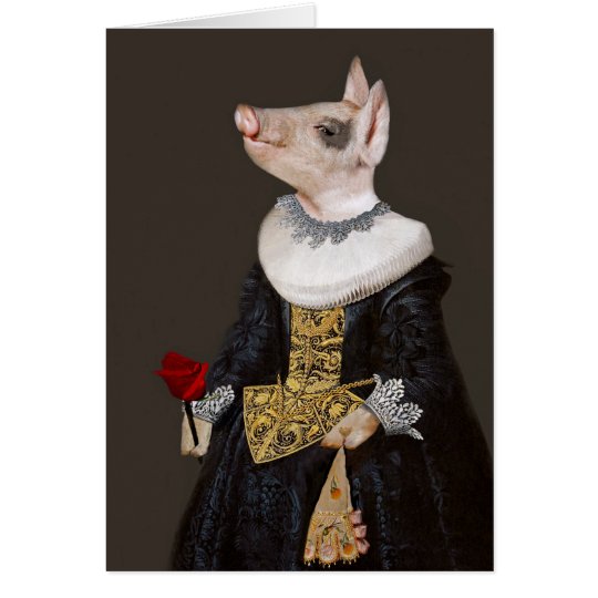 The Princess of Bling - Anthropomorphic Piglet Card