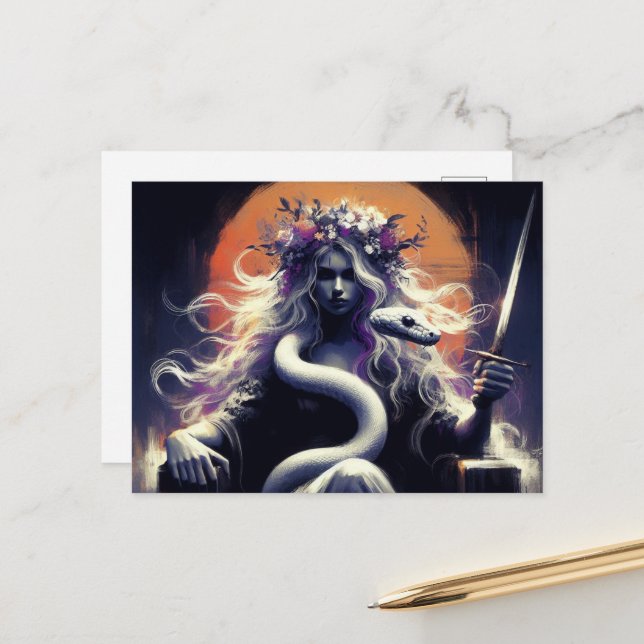 The Princess Warrior and Her Pet Snake   Postcard (Front/Back In Situ)