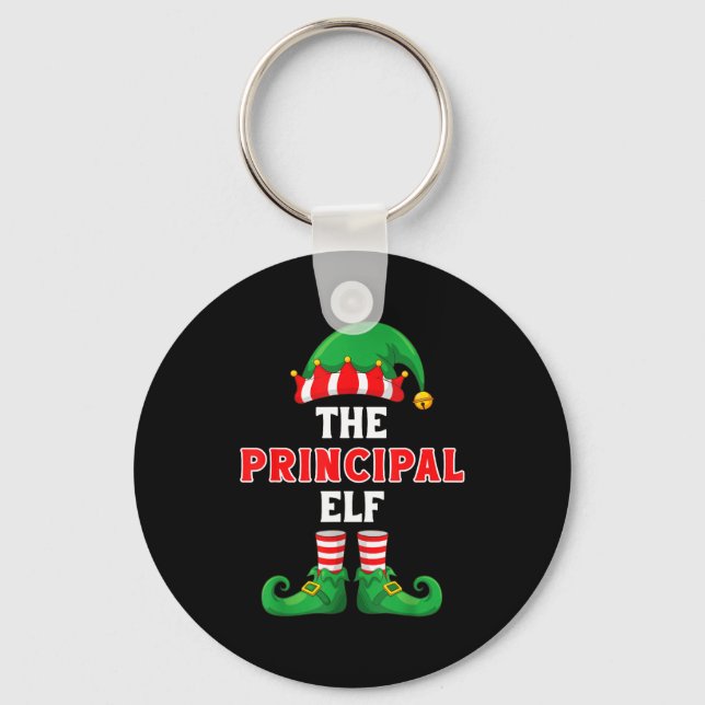 The Principal Elf Christmas For Principal School P Key Ring (Front)