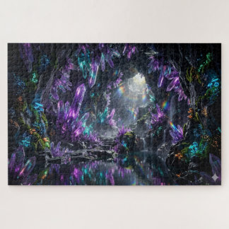 The Prismatic Core: Glowing Crystal Cavern Jigsaw Puzzle