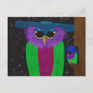 The Prismatic Crested Owl Illustration Postcard