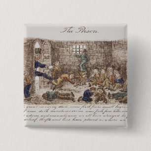 The Prison, 1858 (coloured engraving) 15 Cm Square Badge