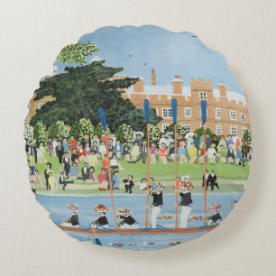 The Procession of Boats at Eton College Round Cushion