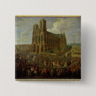 The procession of King Louis XV 15 Cm Square Badge