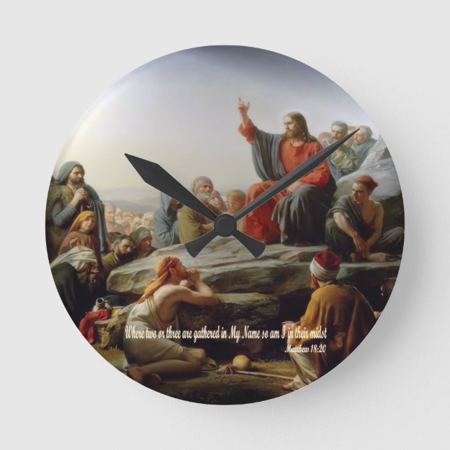 The Proclamation Matthew 18:20 Round Clock (Front)
