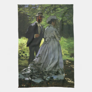 The Promenaders, aka The Strollers by Claude Monet Tea Towel