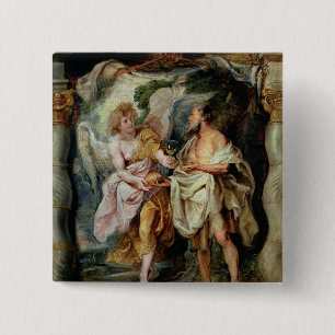 The Prophet Elijah and the Angel 15 Cm Square Badge