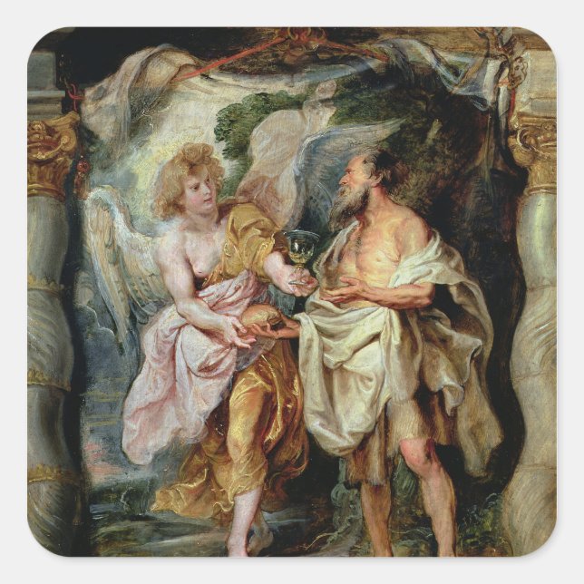 The Prophet Elijah and the Angel Square Sticker (Front)