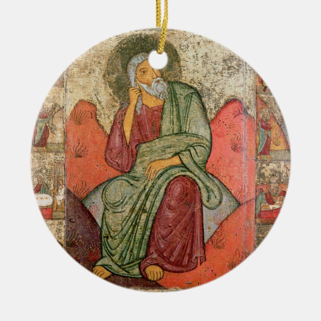 The Prophet Elijah, Pskov School (panel) Ceramic Tree Decoration (Front)