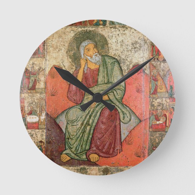 The Prophet Elijah, Pskov School (panel) Round Clock (Front)