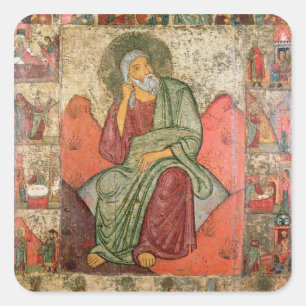 The Prophet Elijah, Pskov School (panel) Square Sticker