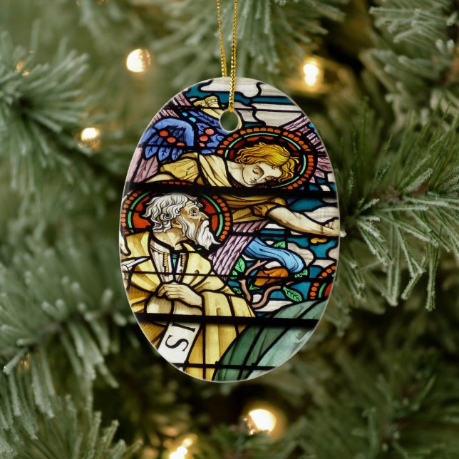 The Prophet Isaiah in Stained Glass Ceramic Tree Decoration (Tree)
