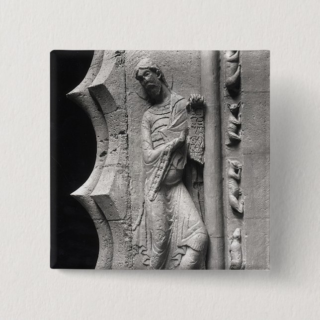 The prophet Isaiah unrolling a phylactery 15 Cm Square Badge (Front)