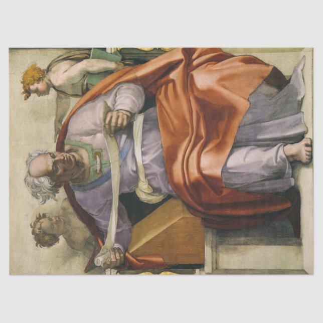 The Prophet Joel, Sistine Chapel by Michelangelo Tissue Paper (Front)
