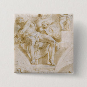 The Prophet Jonah and Two Destroyed Lunettes 15 Cm Square Badge