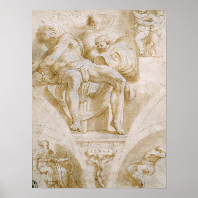 The Prophet Jonah and Two Destroyed Lunettes Poster (Front)