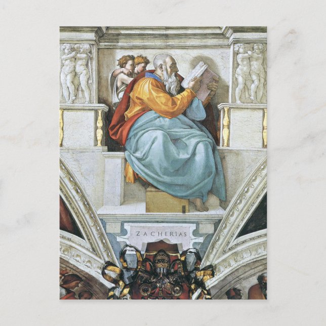 The prophet Zacharias detail by Michelangelo Postcard (Front)